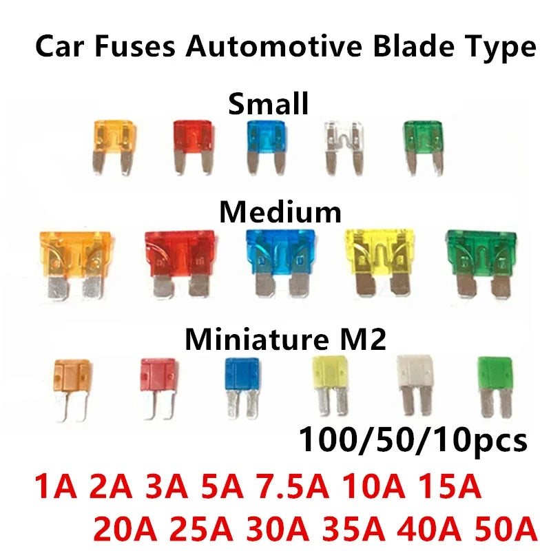 100-10 Pcs miniature M2 Small Medium Car Fuses Automotive Bl