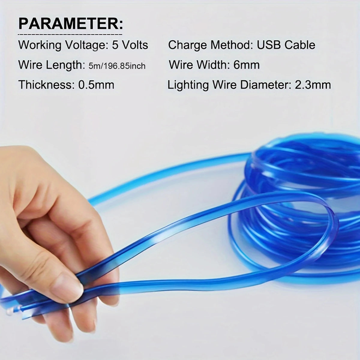 5m EL Wire Car Interior Ambient Lights Strip USB DIY Decorat