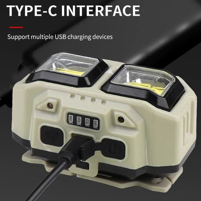 COB Sensor Headlamp LED Head Light Camping Fishing Mining Li