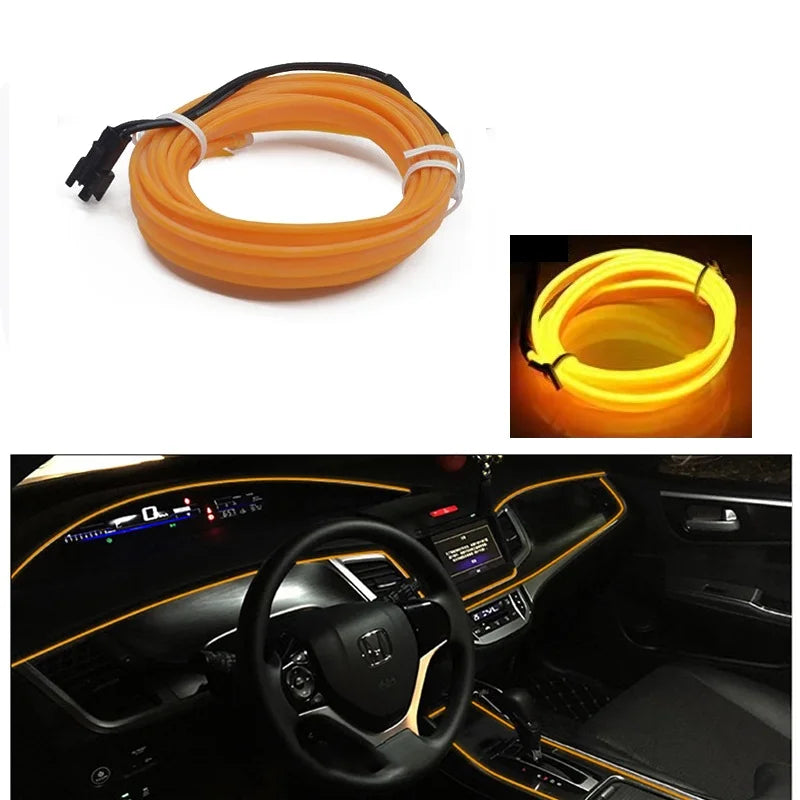 10m/3m/5m Neon LED Car Interior Lighting Strips Auto LED Strip Garland EL Wire Rope Car Decoration lamp Flexible Tube 12V