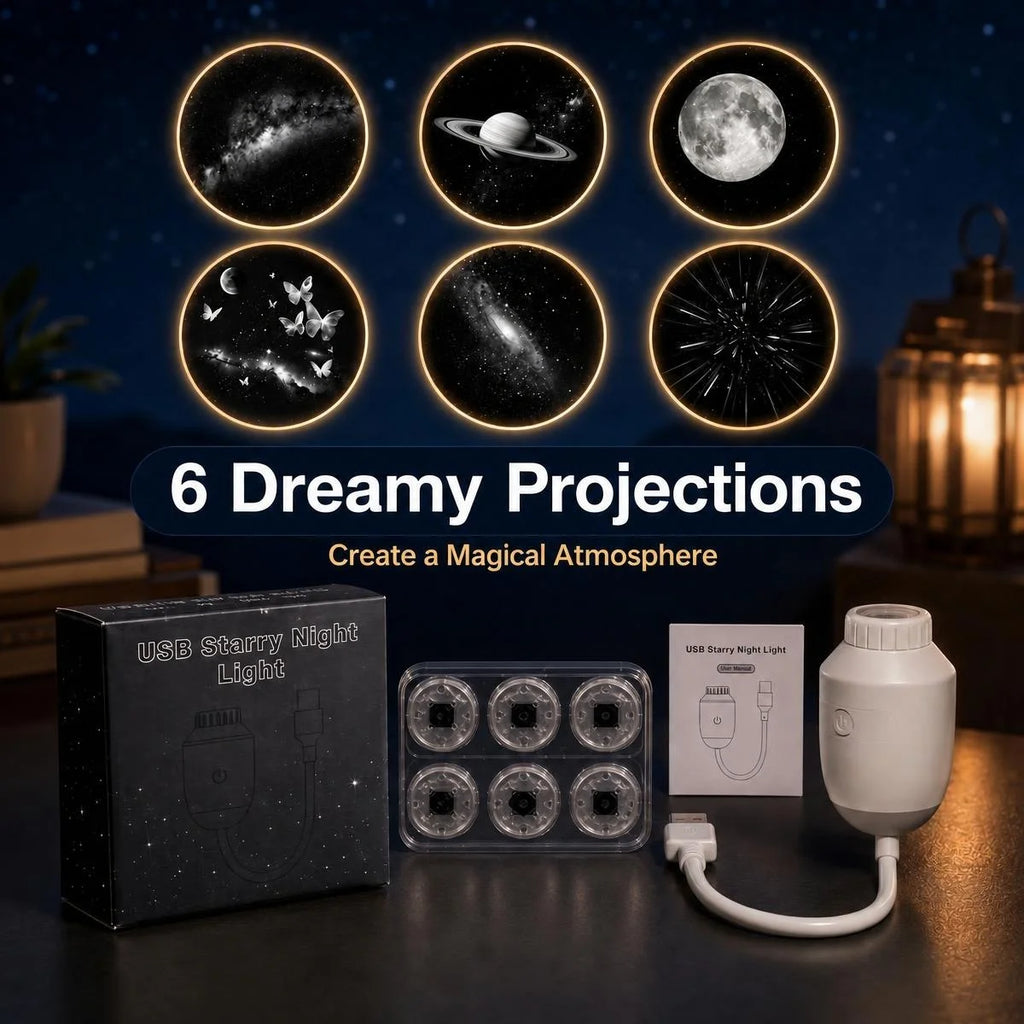 USB Starry Sky Projector Touch Dimmable Memory 3/6/12 Films Focus Hose Car Dorm Bedroom Ambient Sleep Lamp