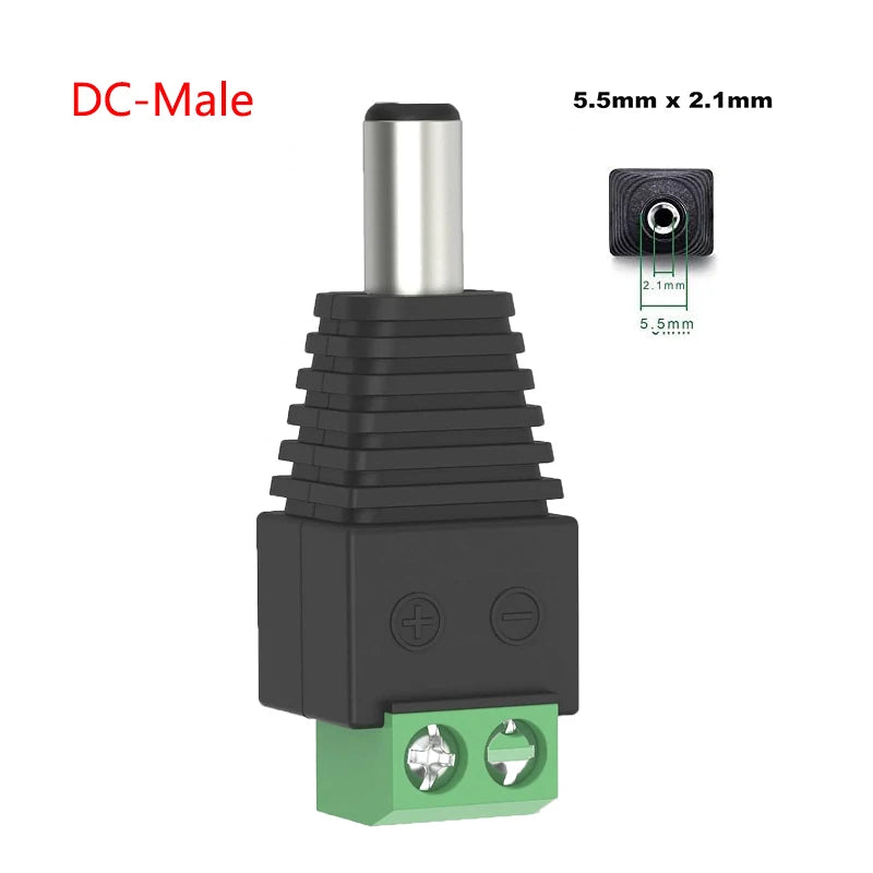 LED Connector Male+Female 2.1x5.5mm 12V DC Power Jack Plug Adapter Connector for Led Strip CCTV Security Camera Cable Wire Ends