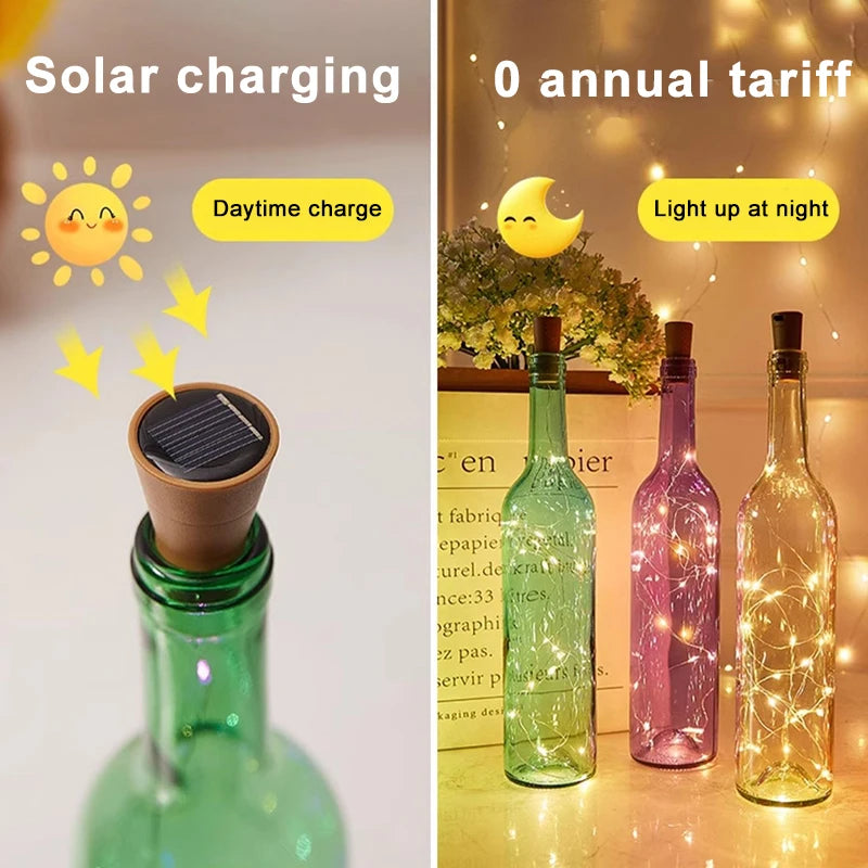 LED Solar String Garland Lights Outdoor Waterproof Copper Wi
