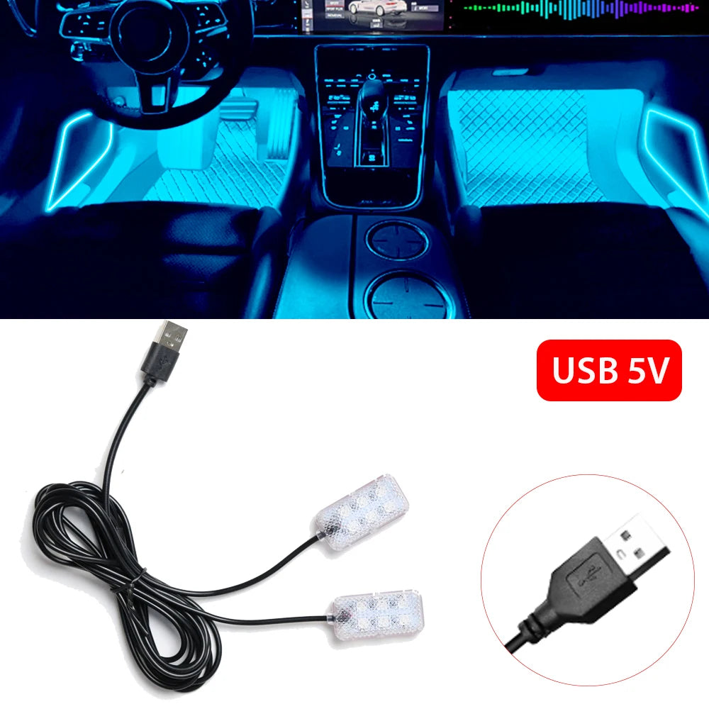 Foot Light Car Accessories LED Car Interior Ambient Foot Light with USB Atmosphere Decorative Lamps