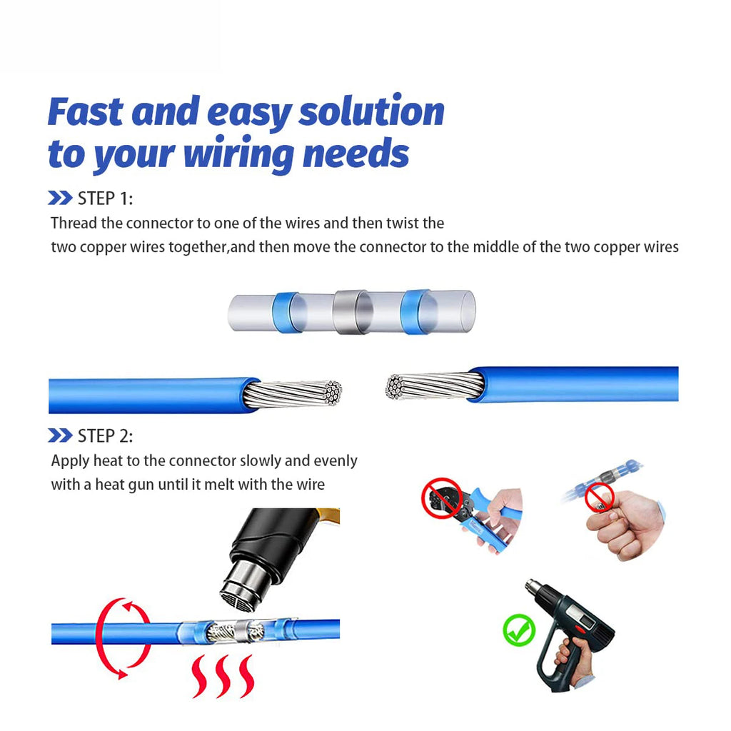 Heat Shrink Butt Crimp Terminals Waterproof Solder Seal Elec