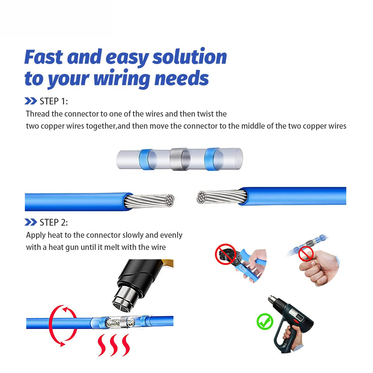 Heat Shrink Butt Crimp Terminals Waterproof Solder Seal Elec