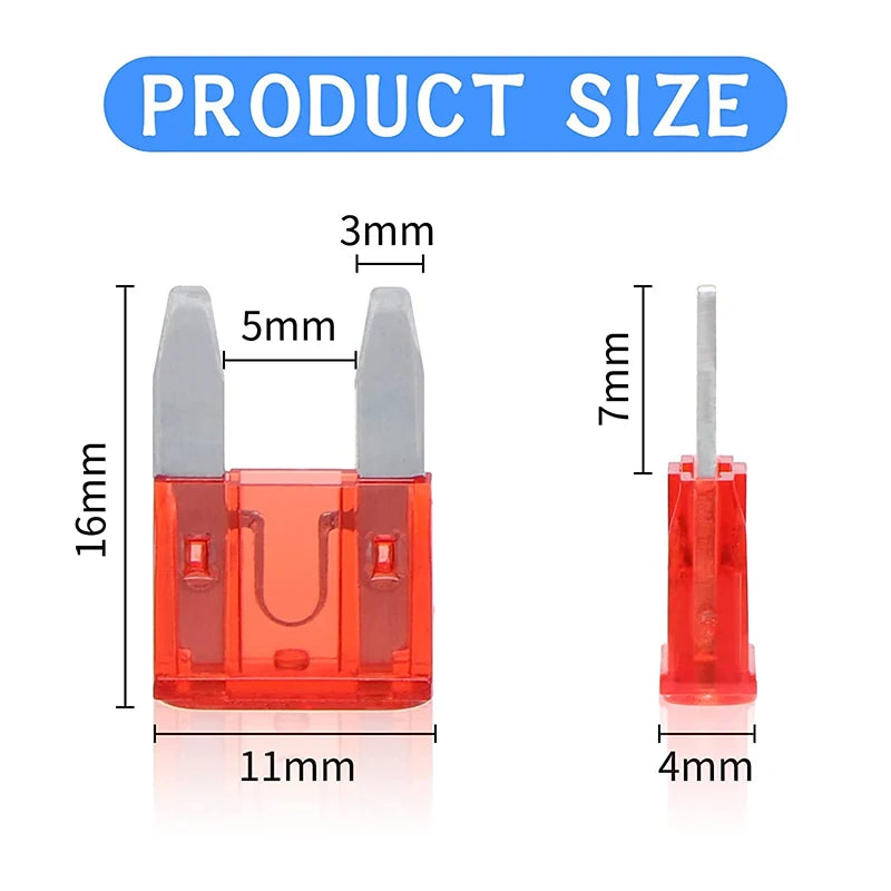 100/50/10pcs Small Mini Car Blade Fuses Zinc Auto Fuse Assor