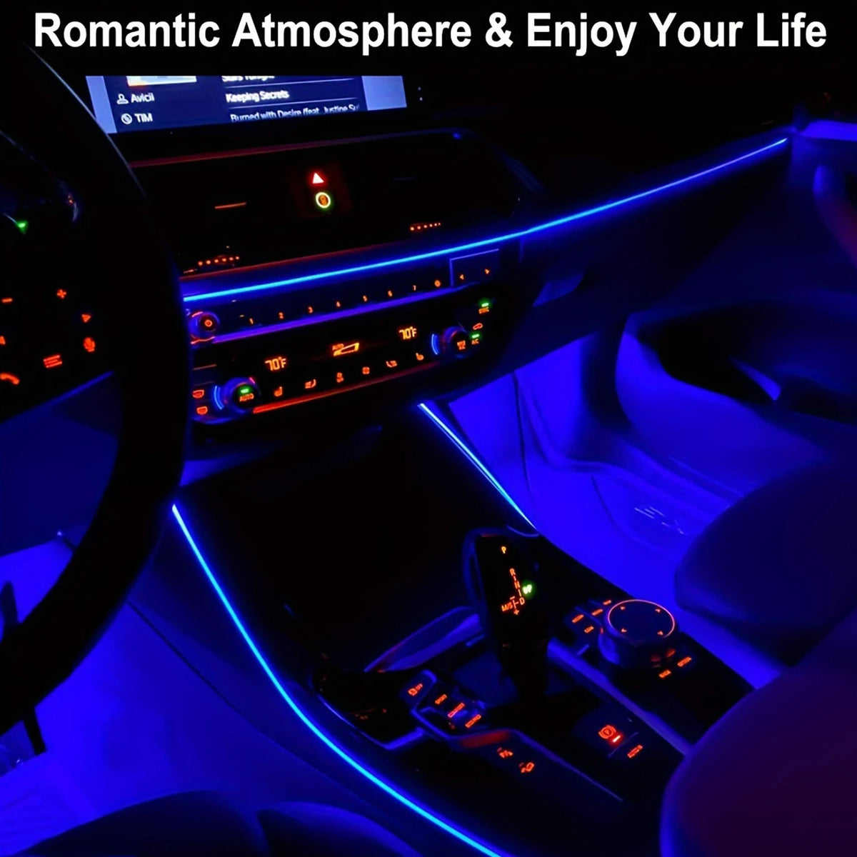 5m EL Wire Car Interior Ambient Lights Strip USB DIY Decorat