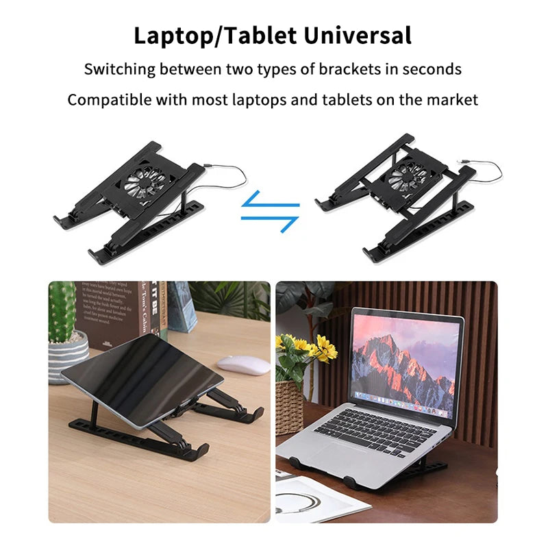 Laptop Cooler Base Stand Foldable Laptop Cooling Pad Holder 