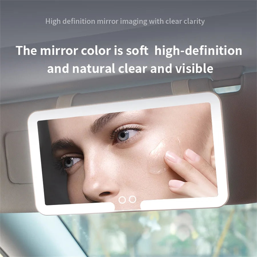 Universal Car Sun Visor Makeup Mirror with LED Fill Light Re