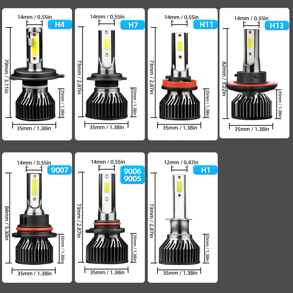 30000LM 200W H1 H7 H11 9005 9006 H4 9004 9007 H13 LED Headli