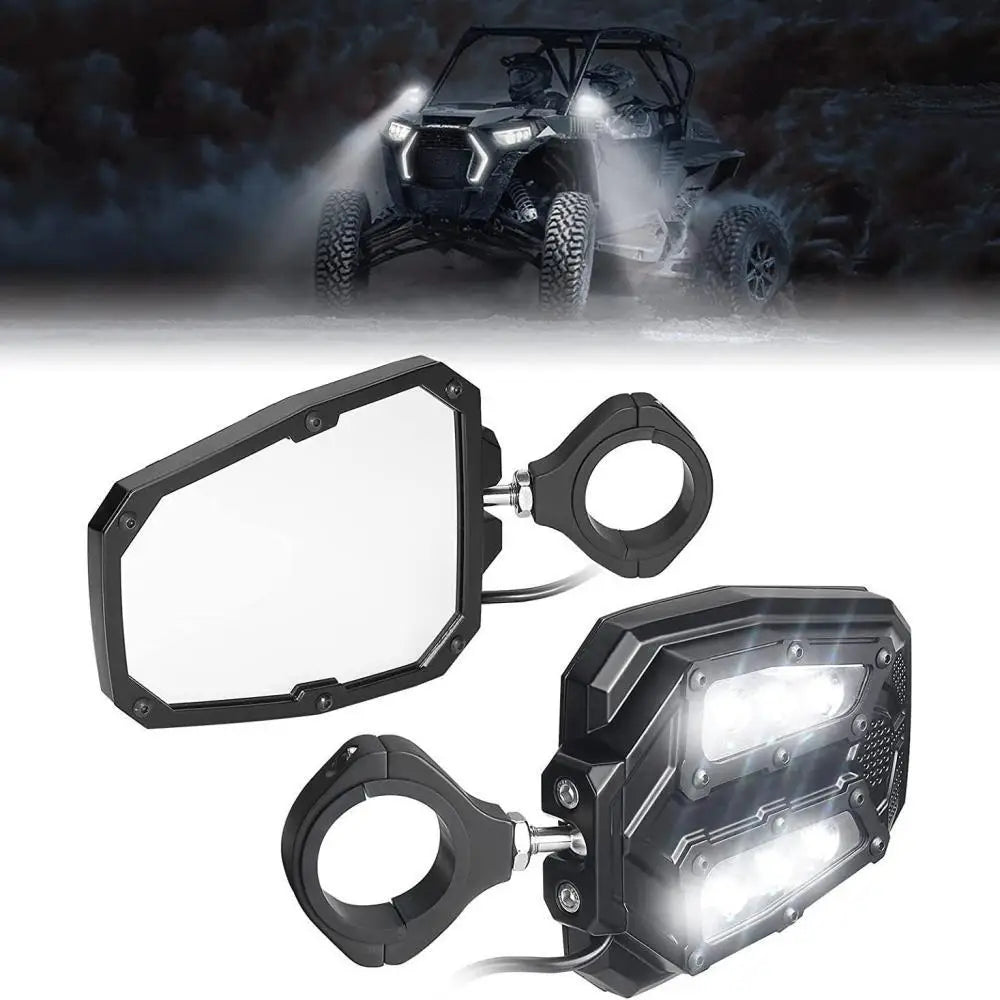 Rearview Side Mirror Adjustable With LED Lights 1.75 2 Inch UTV ATV For CAN AM Maverick X3 Polaris RZR S 800