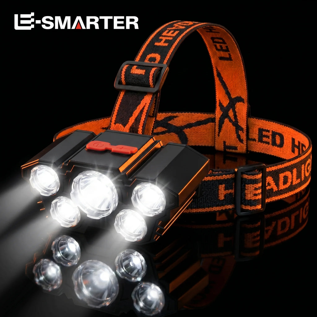 5 LED Flashlight Rechargeable with Built in Lithium Battery 