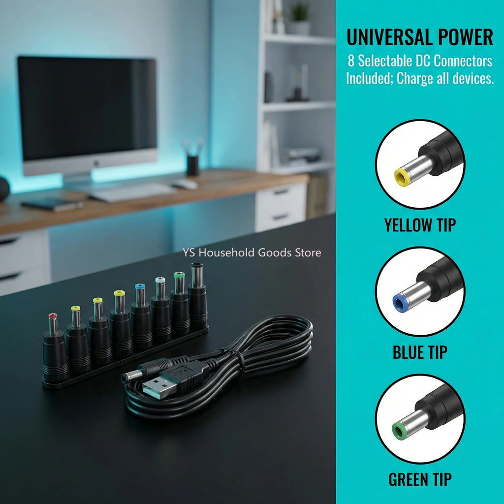 Universal Power Cable USB to DC 5.5 2.1mm Jack 5V Charging C