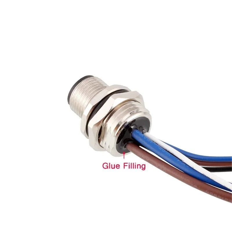 30cm Wires M12 Male Front Female Back Panel Mount Connector 