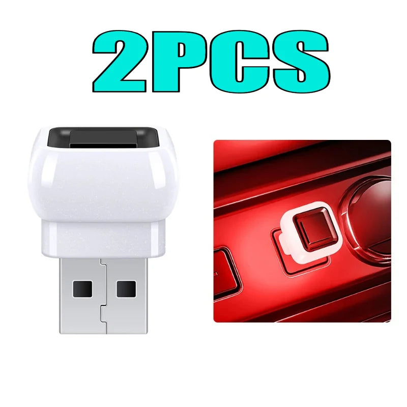 2pcs USB Powered Car Interior LED Ambient Light Plug Play Mini Mood Atmosphere Lamp Auto Decoration Lighting Car Interior