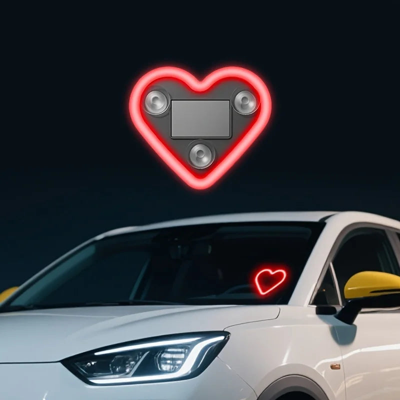 Solar-Powered Led Car Window Neon Lights - Heart-Shaped Rgb-