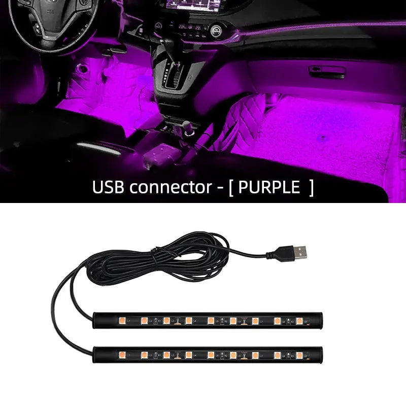 Car Neon Light Foot Light LED Interior Decoration Backlight Cigarette Lighter 5V USB Atmosphere Lamp Vehicle Accessories