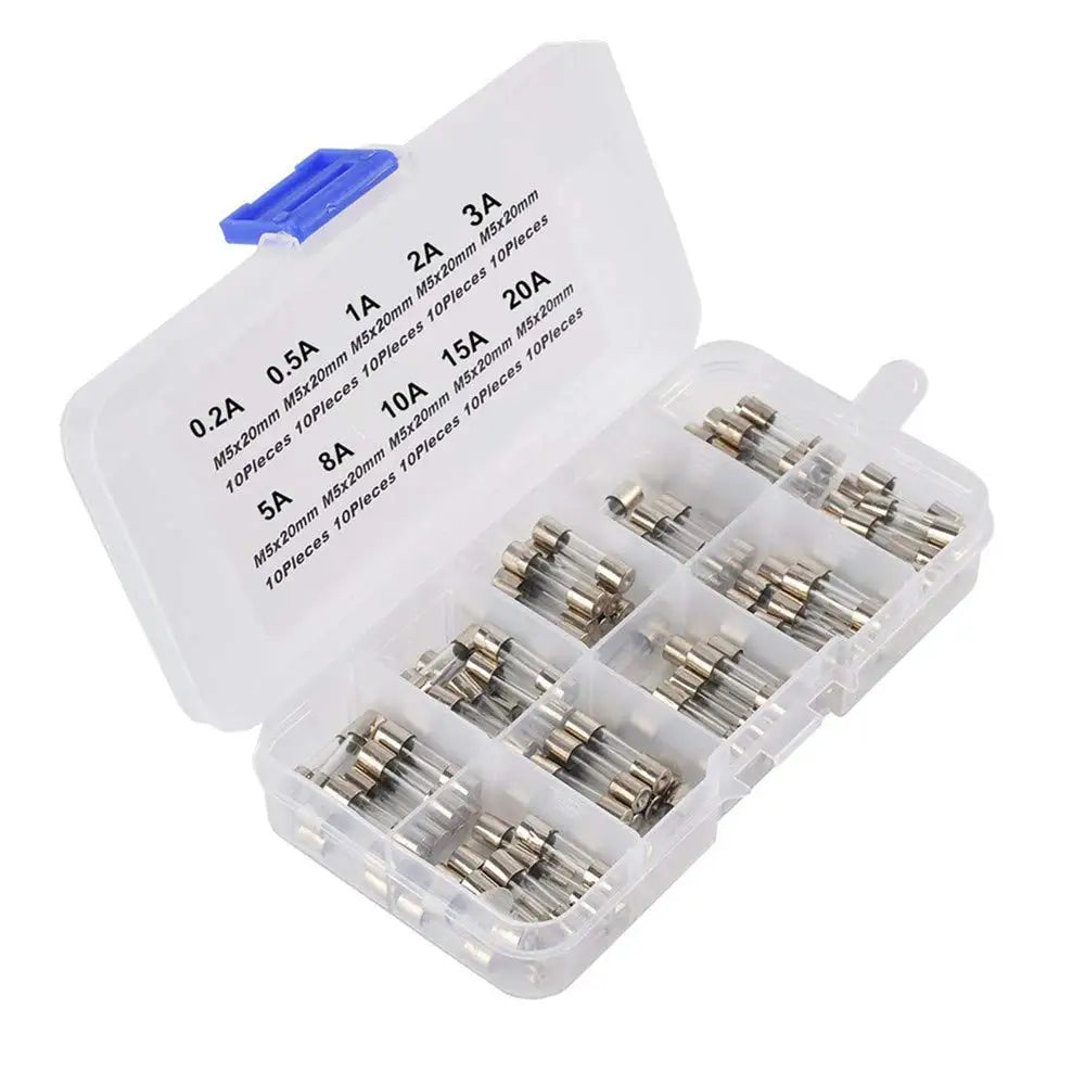 100pcs 5x20mm Quick Blow Glass Tube Fuse Assorted Kit Amp 0.