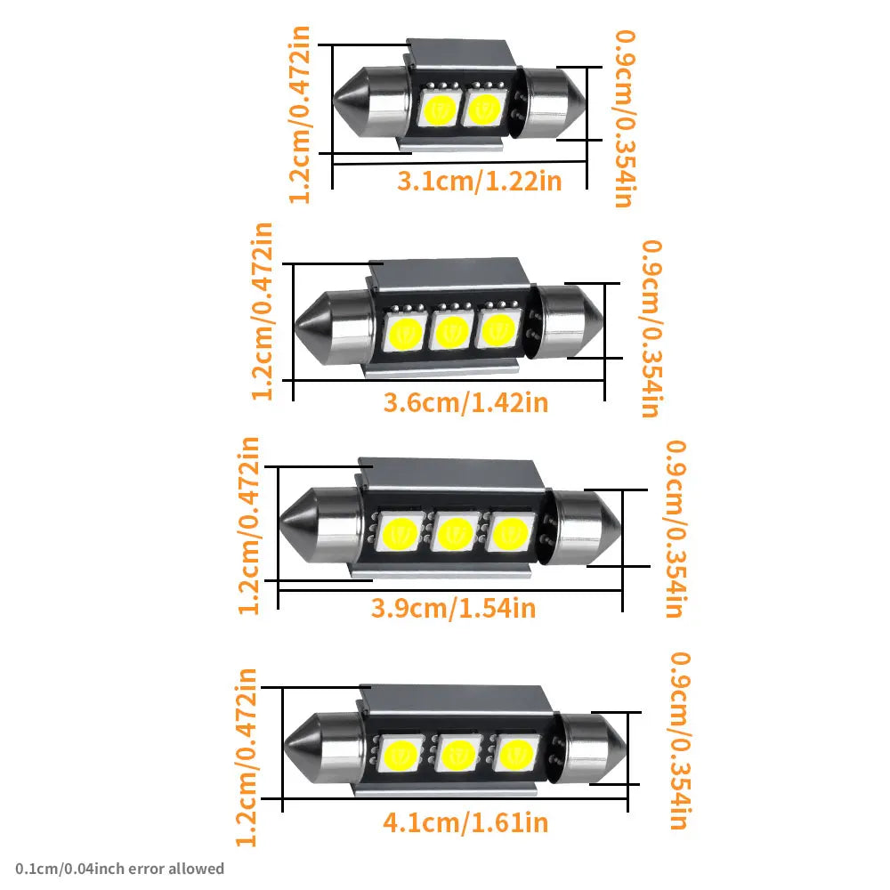 2/4/6/10PCS Festoon LED 31/36/39/41MM Reading Lighting Bulbs