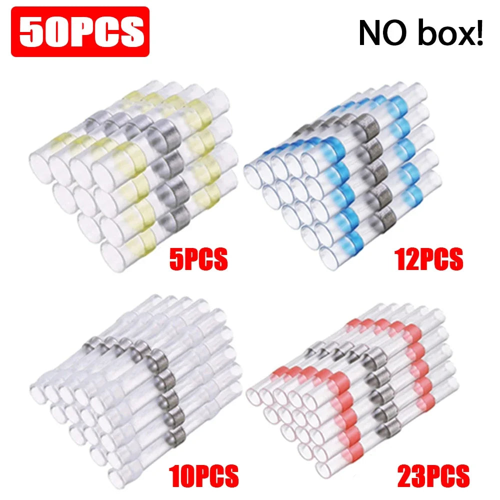 50/800PCS Wire Cable Splice Terminal Kit Waterproof Heat Shrink Butt Crimp Terminals Solder Seal Electrical with Hot Air Gun