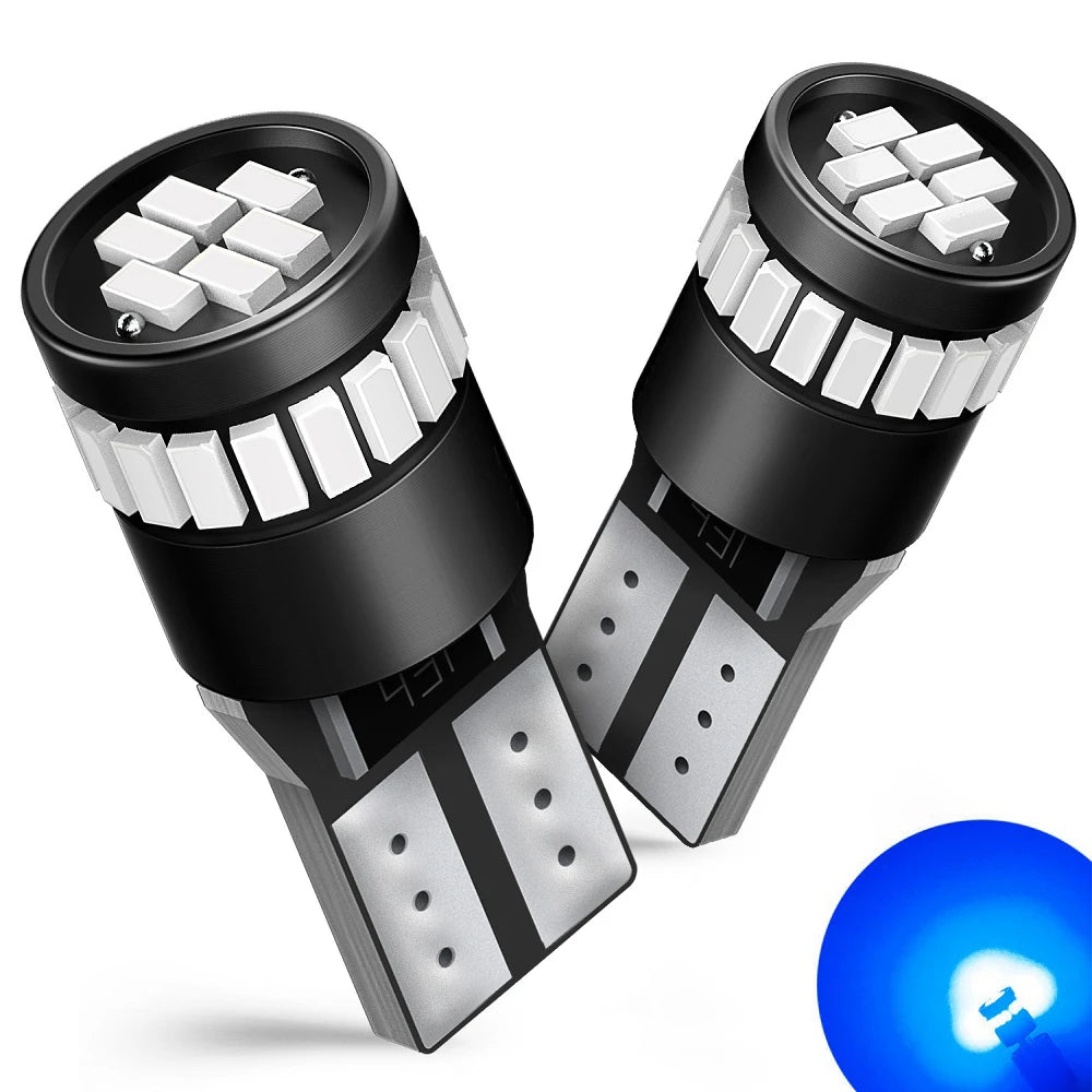 AUXITO 2Pcs T10 W5W LED Bulb Canbus No Error 194 168 LED Auto Lamp 3014 24SMD Car Interior Lights 6000K White Red Yellow 12V DC