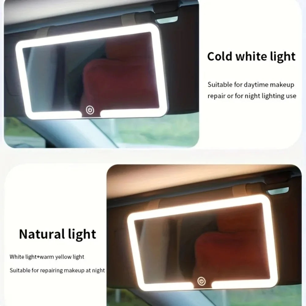 Car Interior Mirrors Sun Visor Plate LED HD Makeup Mirror fo