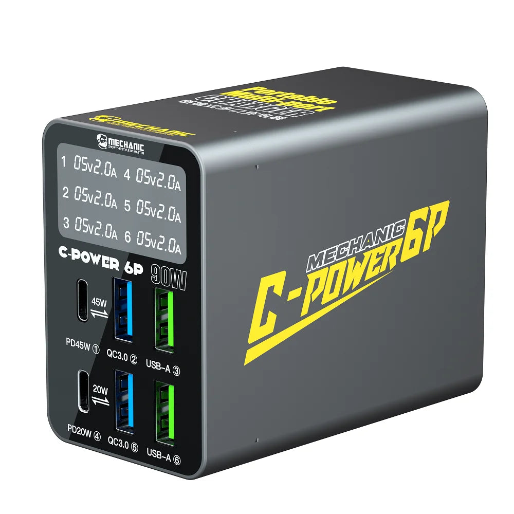 MECHANIC C-POWER Series Multi-port USB Fast Charging Intelligent Digital Display Charger Power Socket Station Support PD QC3.0