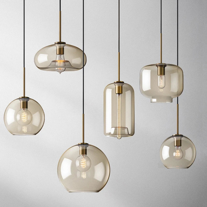 Nordic LED High quality glass pendant light Gold coloured he