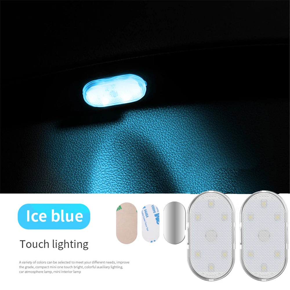 1/2pcs Multi Color Car Light Wireless LED Touch Light Roof Ceiling Sensor Read Lamp Mini USB Charging Light Auto Interior Lamp