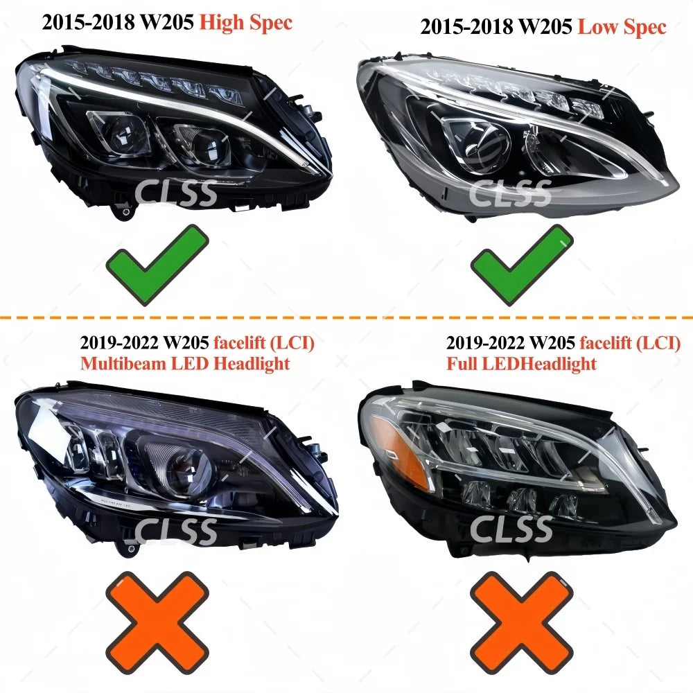DRL LED Boards Lightsource For Mercedes-Benz C Class W205 C300 C350 2015-2018 Headlight Daytime Running Light