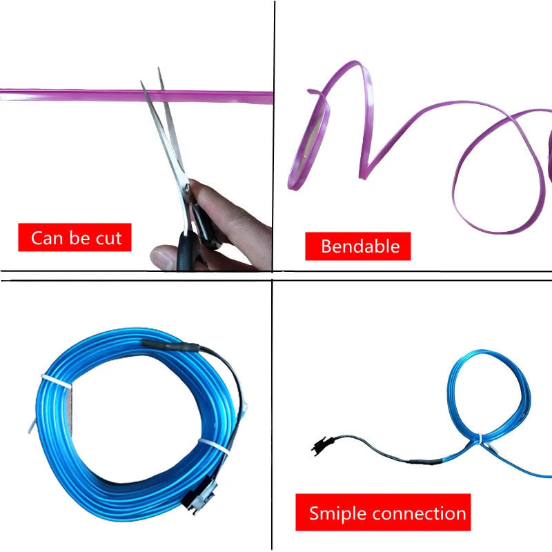 1M/3M/5M Car Interior Led Decorative Lamp EL Wiring Neon Str