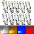 10Pcs Glass Wedge License Plate Lamp Cob LED Car Bulbs T10 W