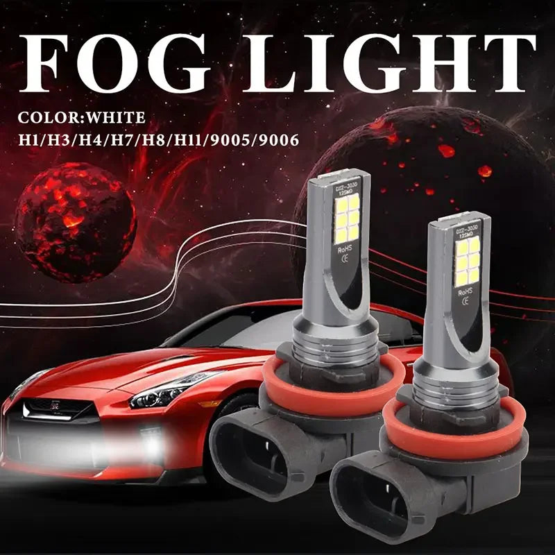 2pcs H8 H9 H1 H3 Led H11 9005 HB3 9006 HB4 Car CSP LED Fog H