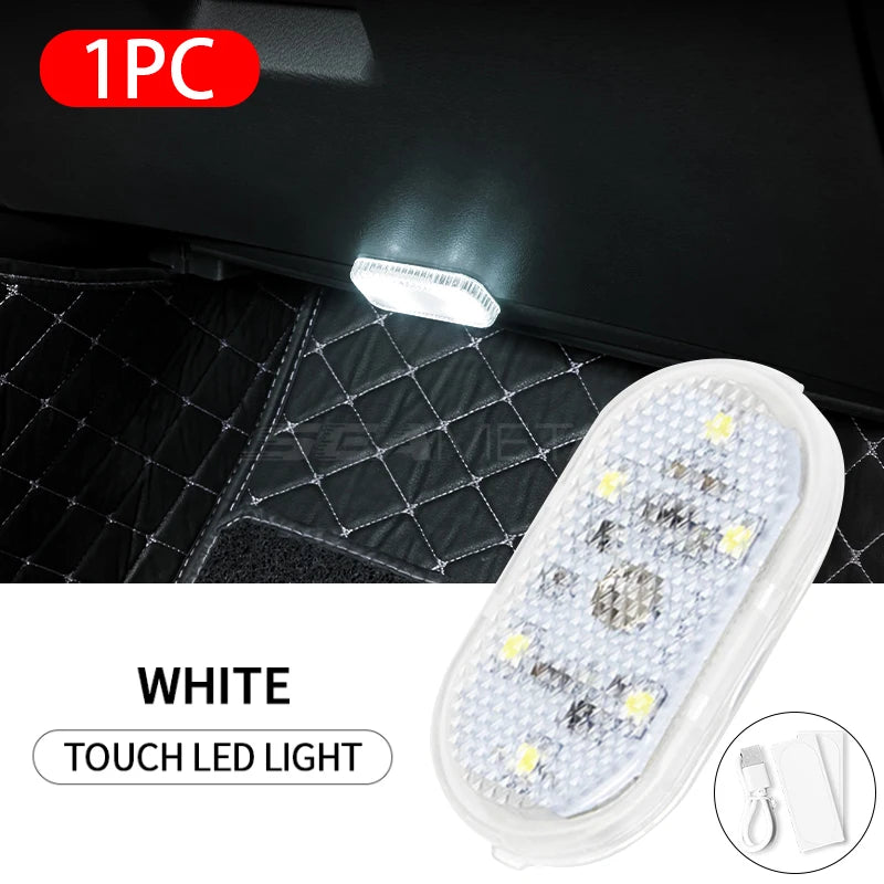 SEAMETAL Mini Car Touch Light for Floor Trunk Hood Ceiling USB Rechargeable Magnetic Ambient Lamp Auto Interior Reading Light