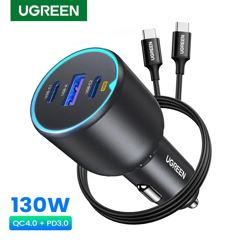 UGREEN 130W USB C Fast Car Charger with PD Cable for For Xia