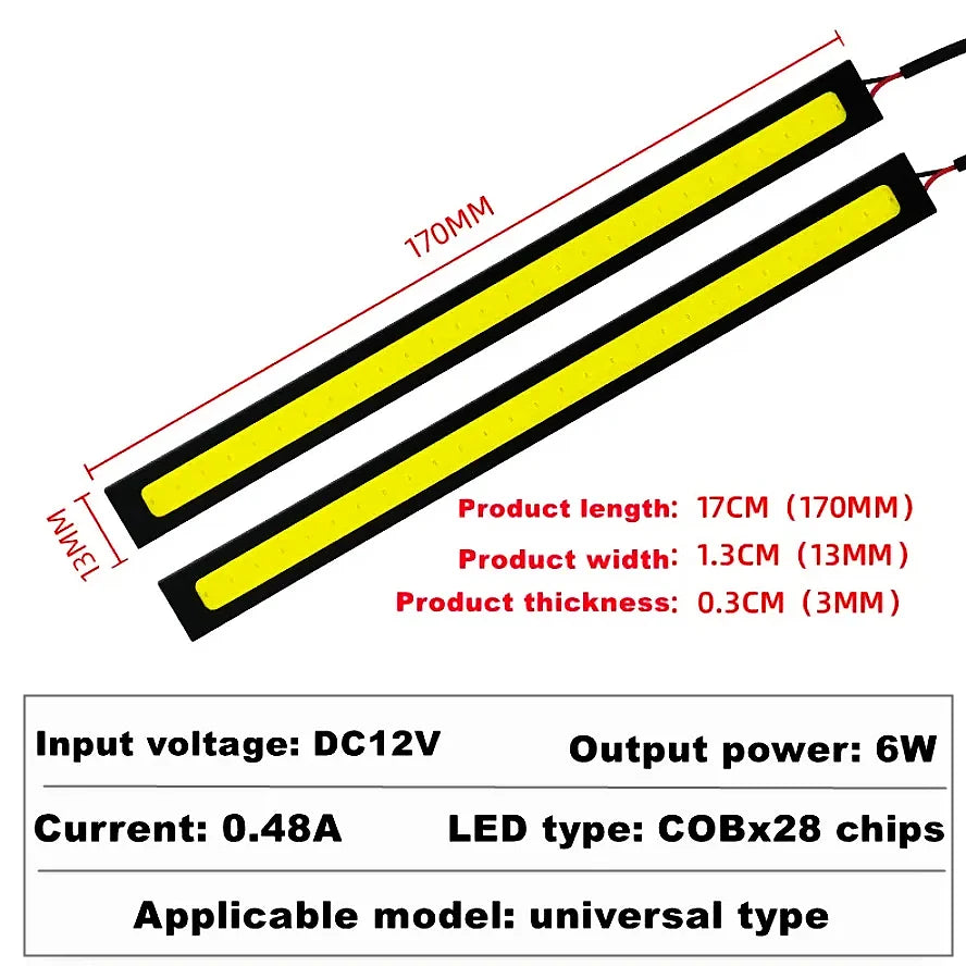 10 1Pcs 17cm Universal Car LED Strip Light Waterproof Daytim