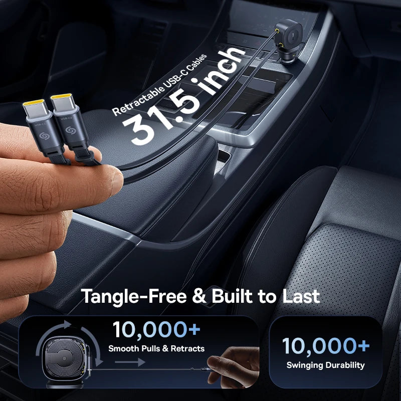 Baseus 100W Car Charger PD QC Fast Charging Dual Type-C Retr