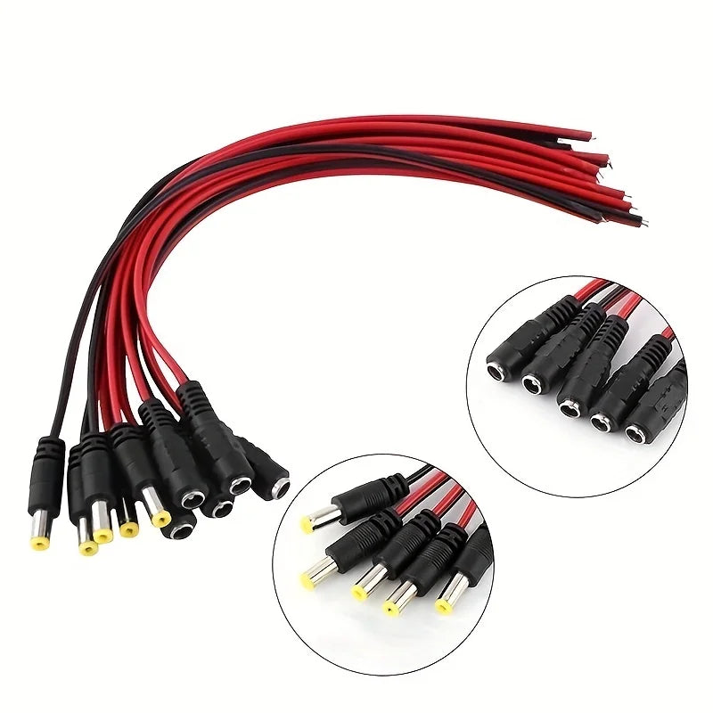 10PCS 12V DC Connectors Male Female Jack Cable Wire Line Ada