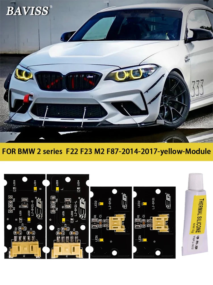 Xenon Headlight Yellow Lightsource DRL LED Module 63117388923 63117388924 For 2014-2016 BMW 2' F22 F87 M2 F23