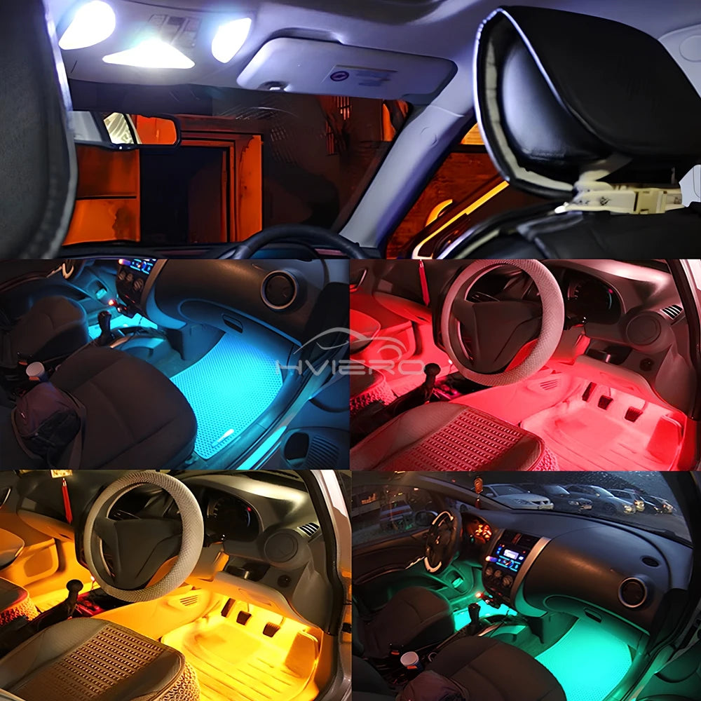 2Pcs RGB 6SMD Roof Dome Interior Reading Lamp C5w Car Remote