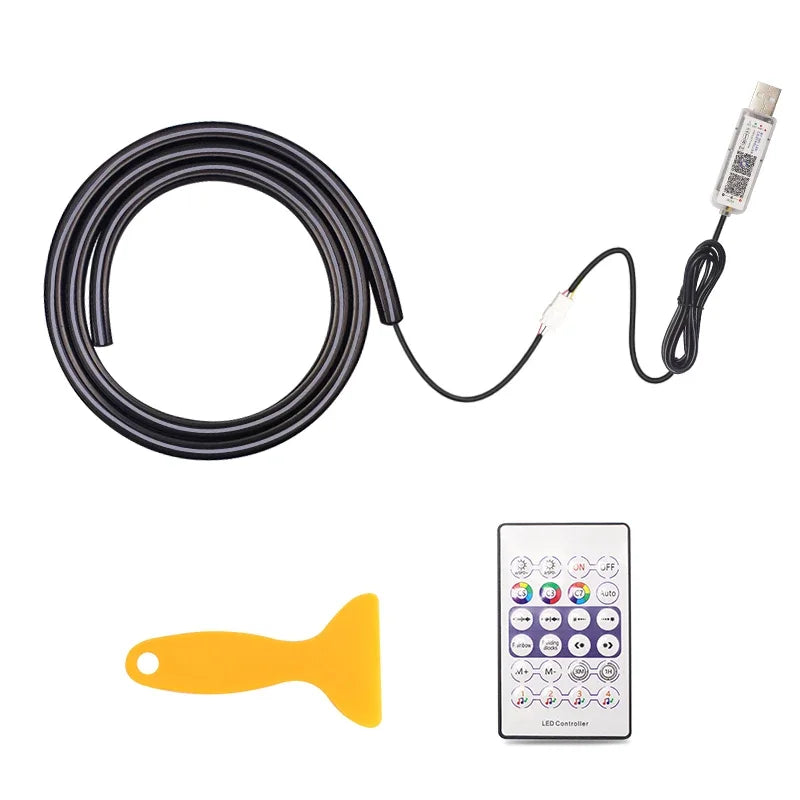 Front Windshield LED Atmospere Light Strip 150cm Car RGB USB APP Control Remote Symphony Ambient Mood Lights 5V Universal