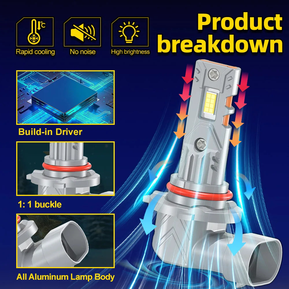 2/4Pcs Led Bulb HB3 H7 Car Headlight 60000LM Light 6000K For