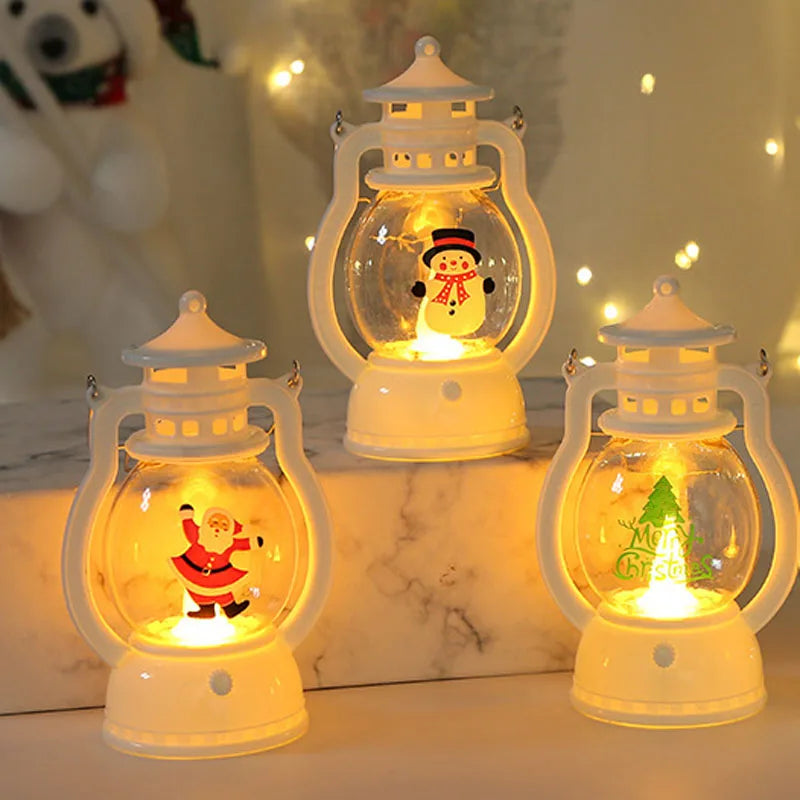 Portable LED Christmas Santa Claus Snowman Lanterns Indoor D