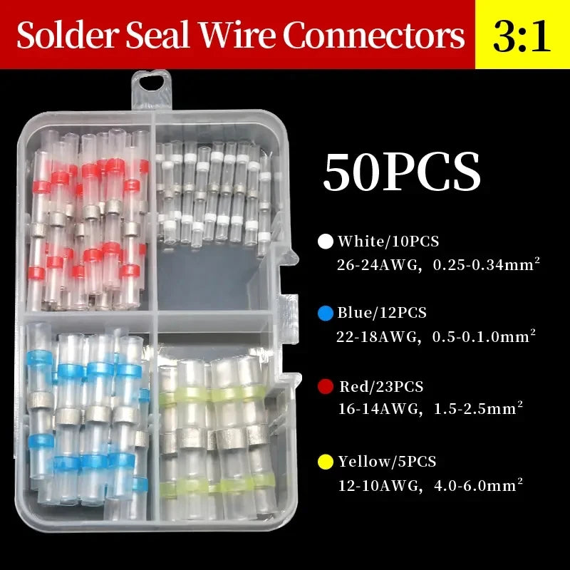 50/100/300/500 Pcs Heat Shrink Wire Connector Solder Seal Splice Tube SST 3 1 Waterproof Butt Crimp Terminals