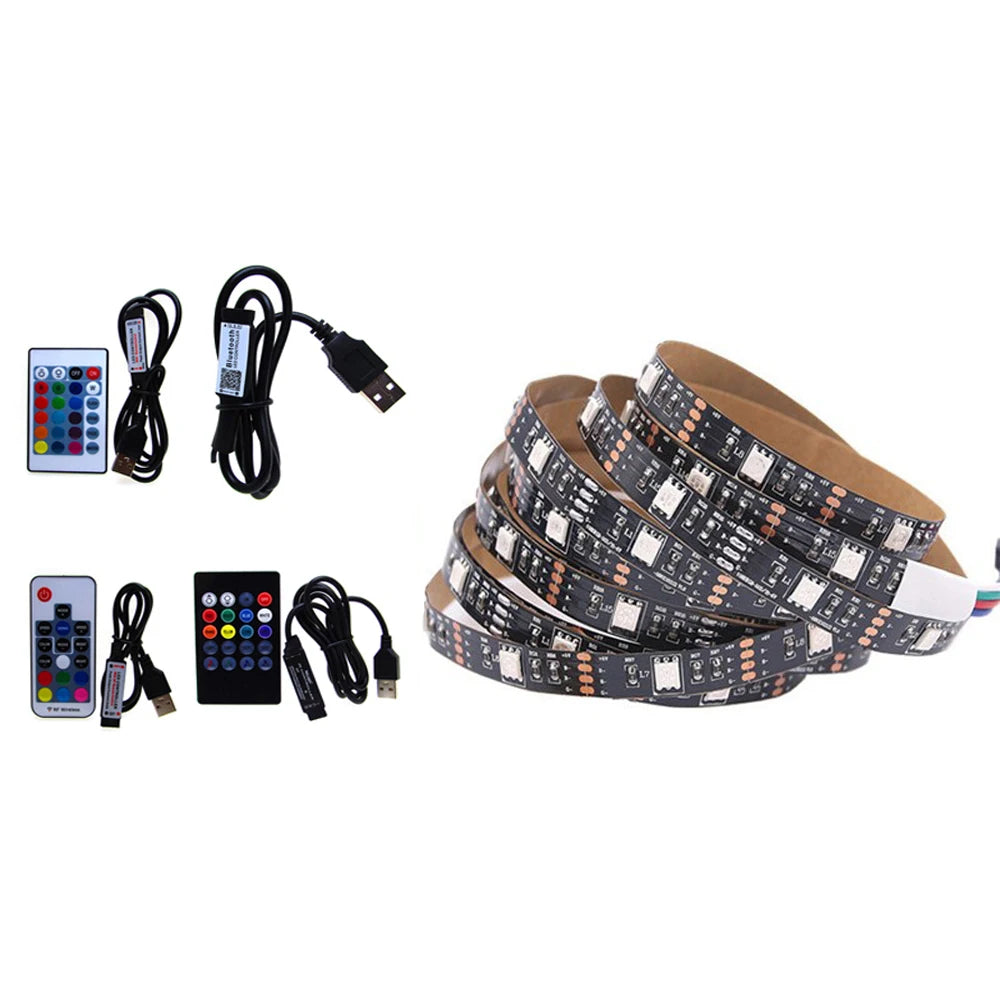 USB LED Strip Light 5 V Volt RGB Waterproof Black PCB 5050 5