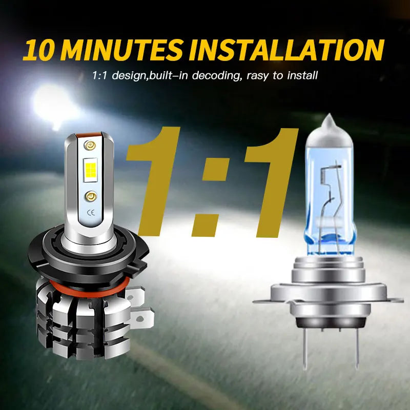 2PCS Motorcycle H7 LED Headlight Bulbs 9600lm 6000k For Yama