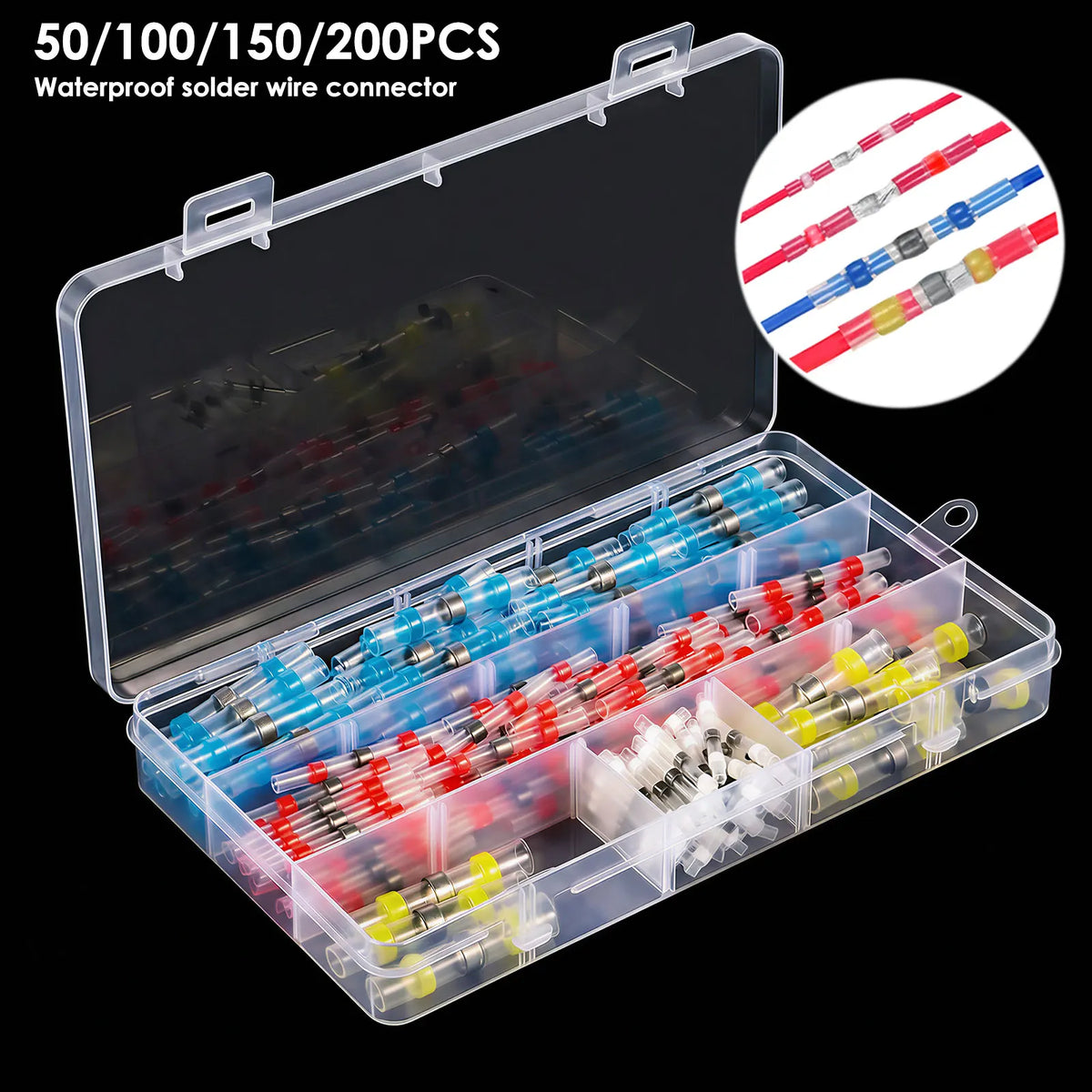 200 PCS Solder Seal Wire Butt Connectors Welding Ring Heat S