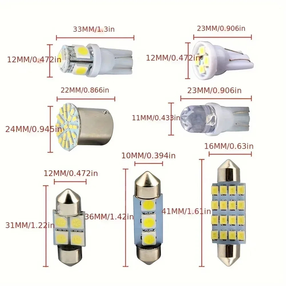 42Pcs LED Car Interior Lights T10 6000K SMD LED Replacement 