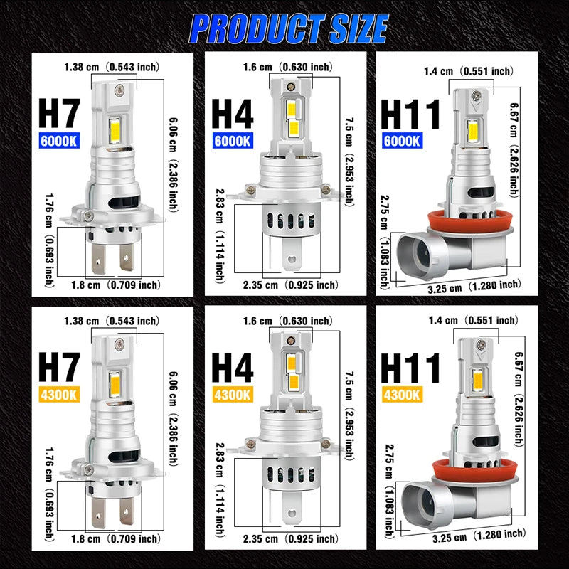 2PCS H7 H11 H4 Led Headlights Fog Lights H8 H9 Car LED Bulb 